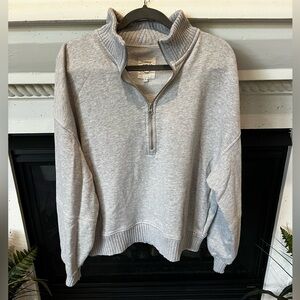 LIKE NEW!!! Aerie Light Gray Knit Quarter-Zip